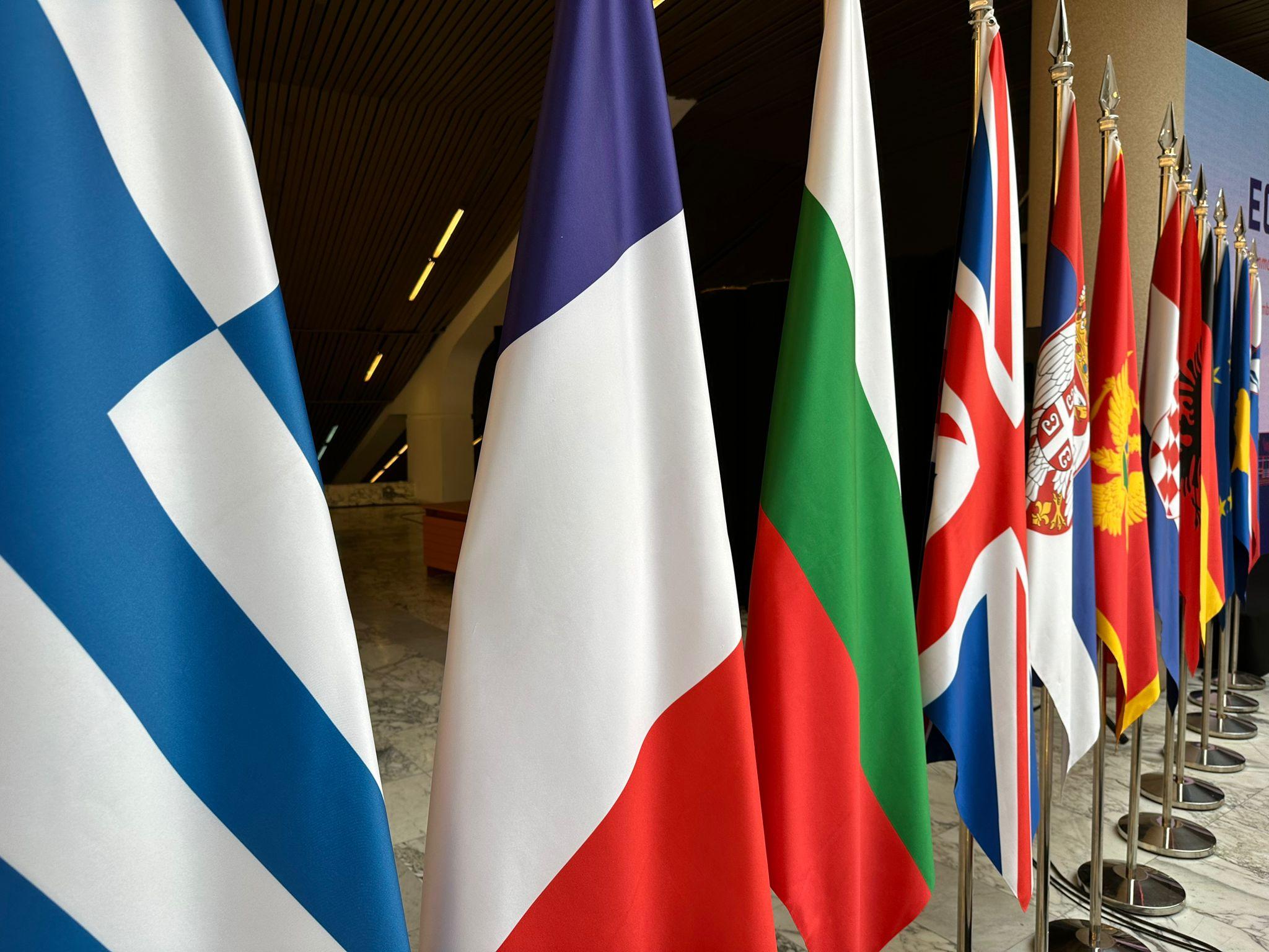 Flags of the Berlin Process participants during the meeting in Tirana.